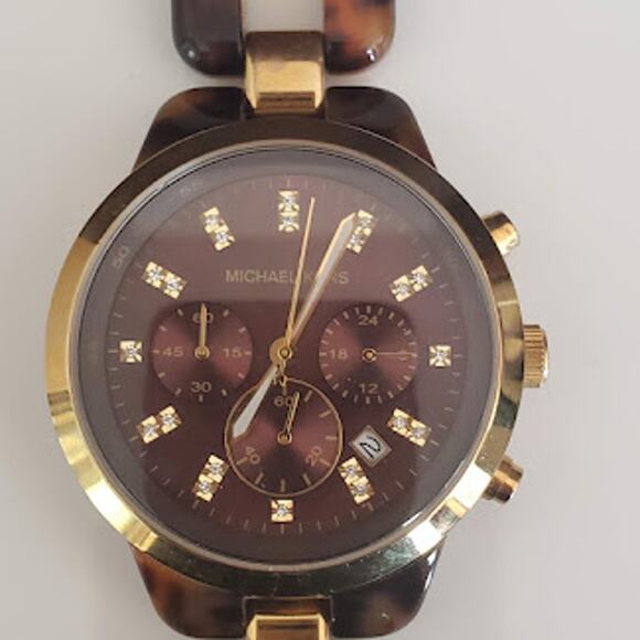 Michael Kors‎ Women's 43mm Watch Gold Tone and Tortoise Shell Band MK5609 Small - Picture 5 of 9